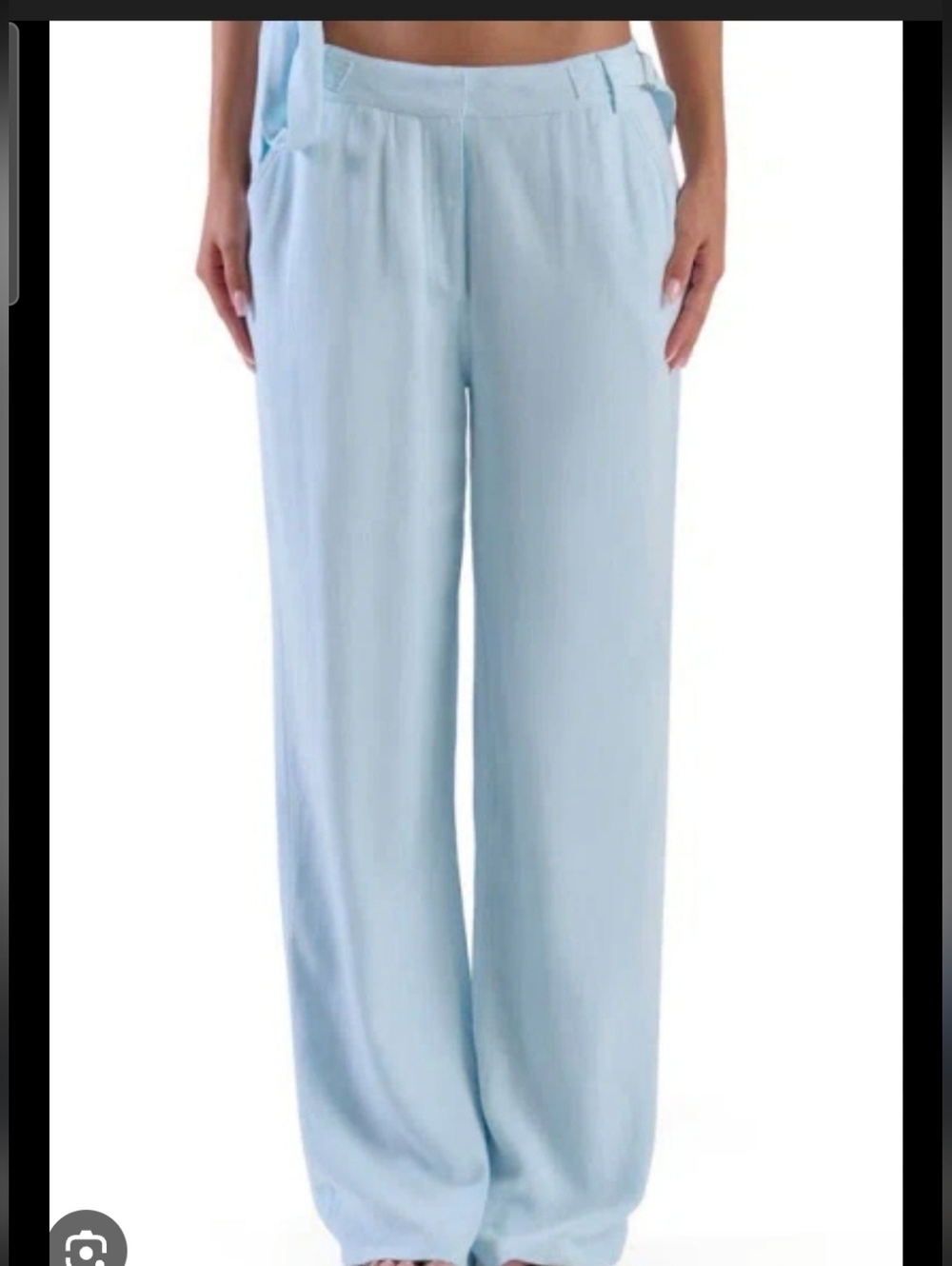 NWT Naked Wardrobe Blue Smoke Linen Blend Wide Leg Pants Medium